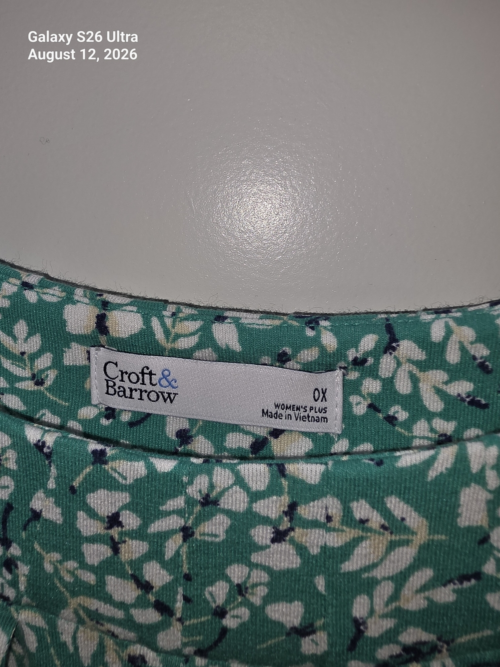croft & barrow Teal Green Scoop Neck Leaf-Print Blouse - Picture 2 of 3